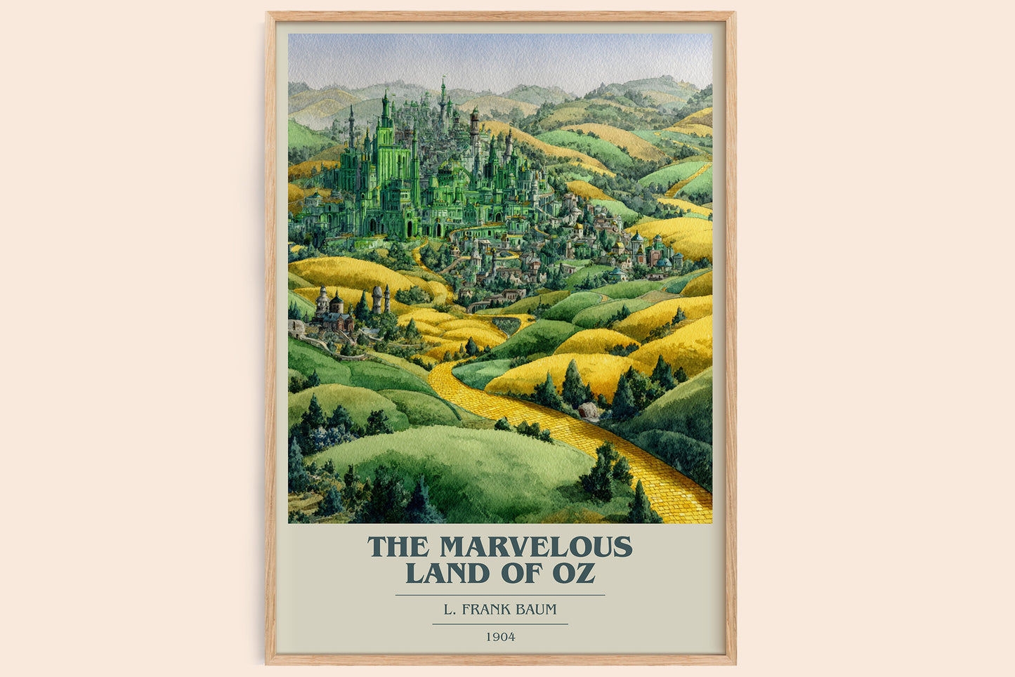 The Marvelous Land of Oz book cover book poster by L. Frank Baum – framed literary art print