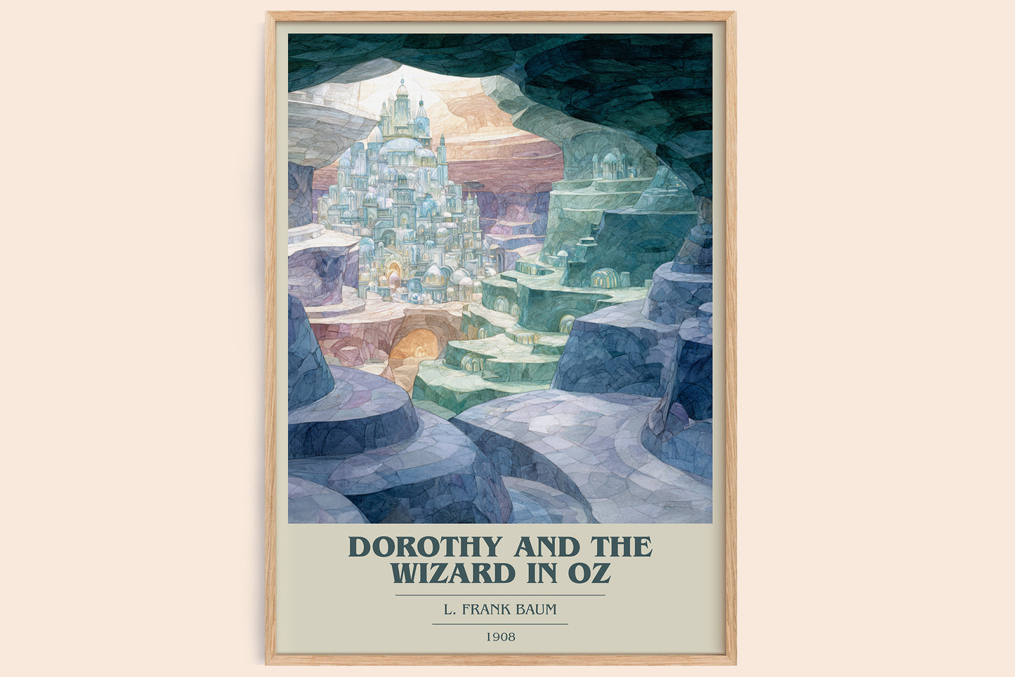 Dorothy And The Wizard In Oz book cover book poster by L. Frank Baum – framed literary art print