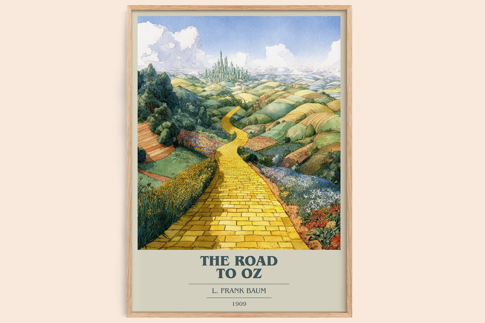 The Road to Oz book cover book poster by L Frank Baum – framed literary art print