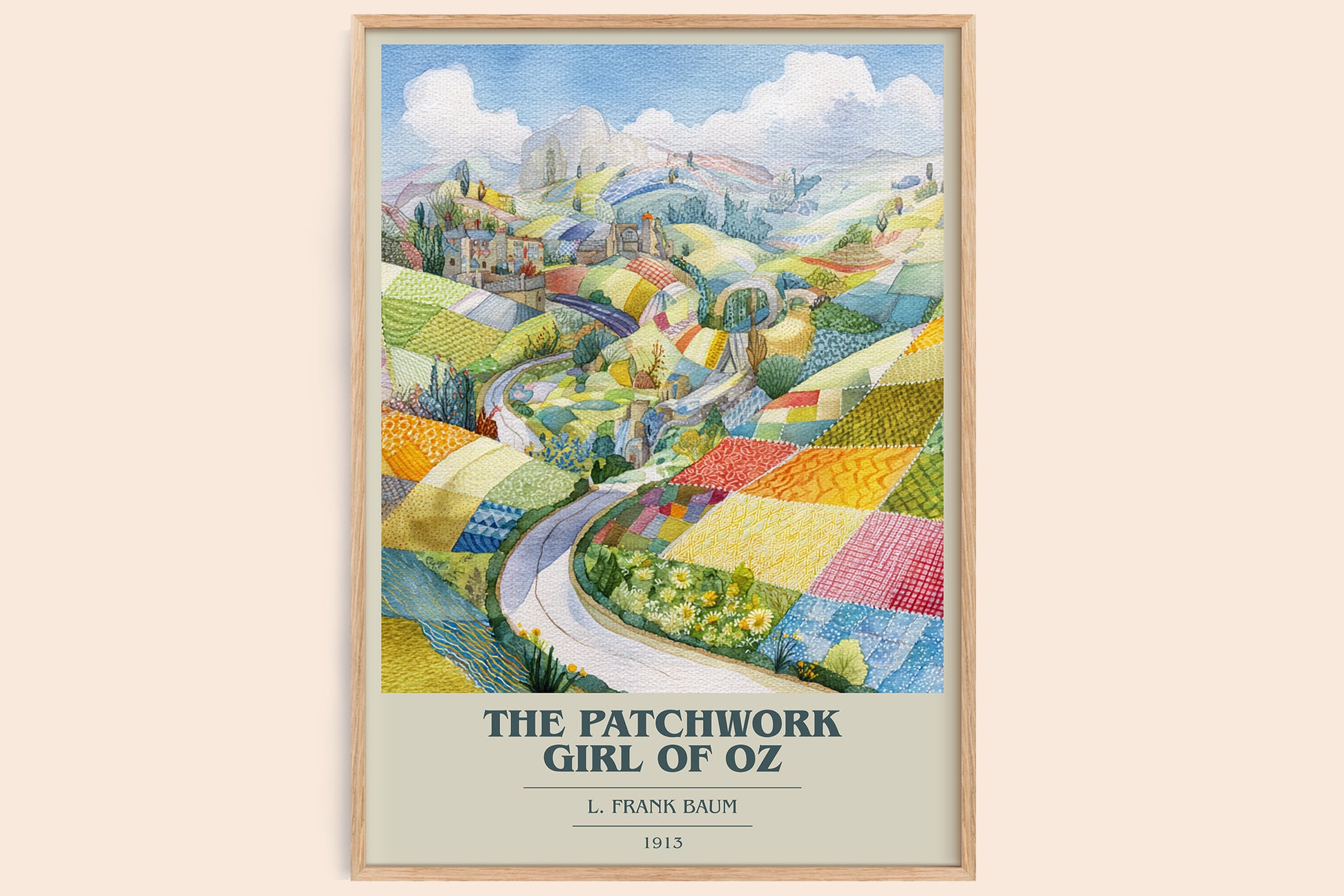 The Patchwork Girl Of Oz book cover book poster by L. Frank Baum – framed literary art print