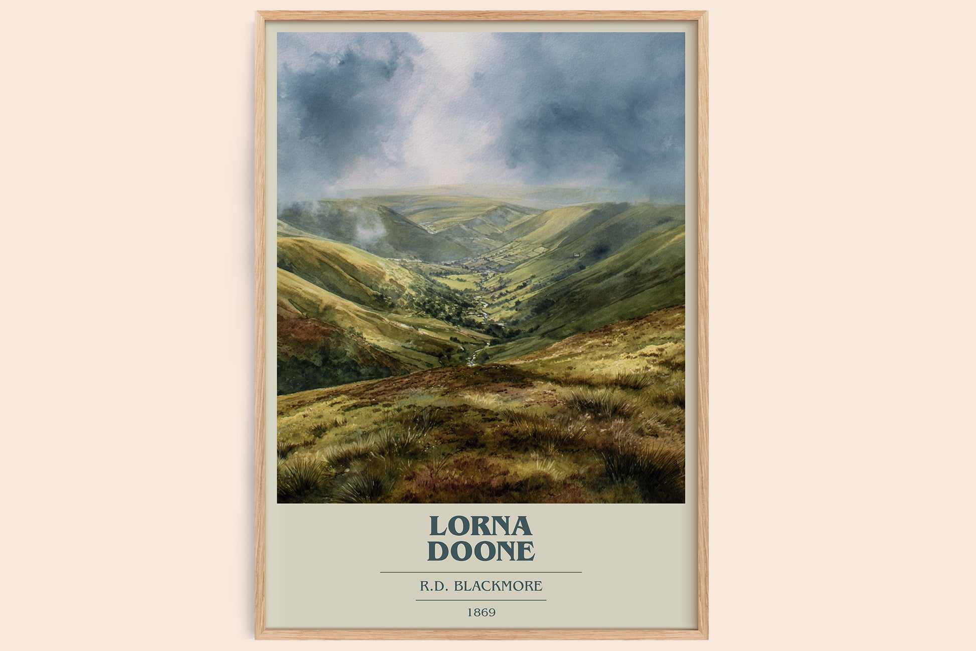 Lorna Doone book cover book poster by R.D. Blackmore – framed literary art print