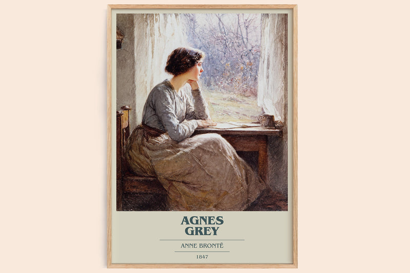 Agnes Grey book cover book poster by Anne Brontë – framed literary art print