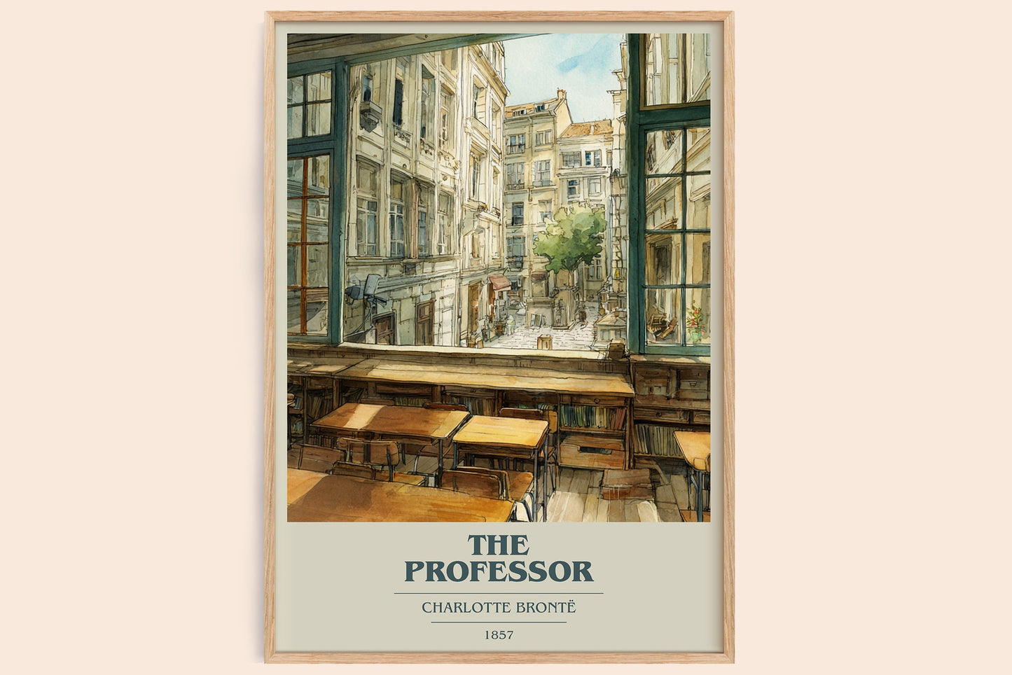 The Professor book cover book poster by Charlotte Bronte – framed literary art print