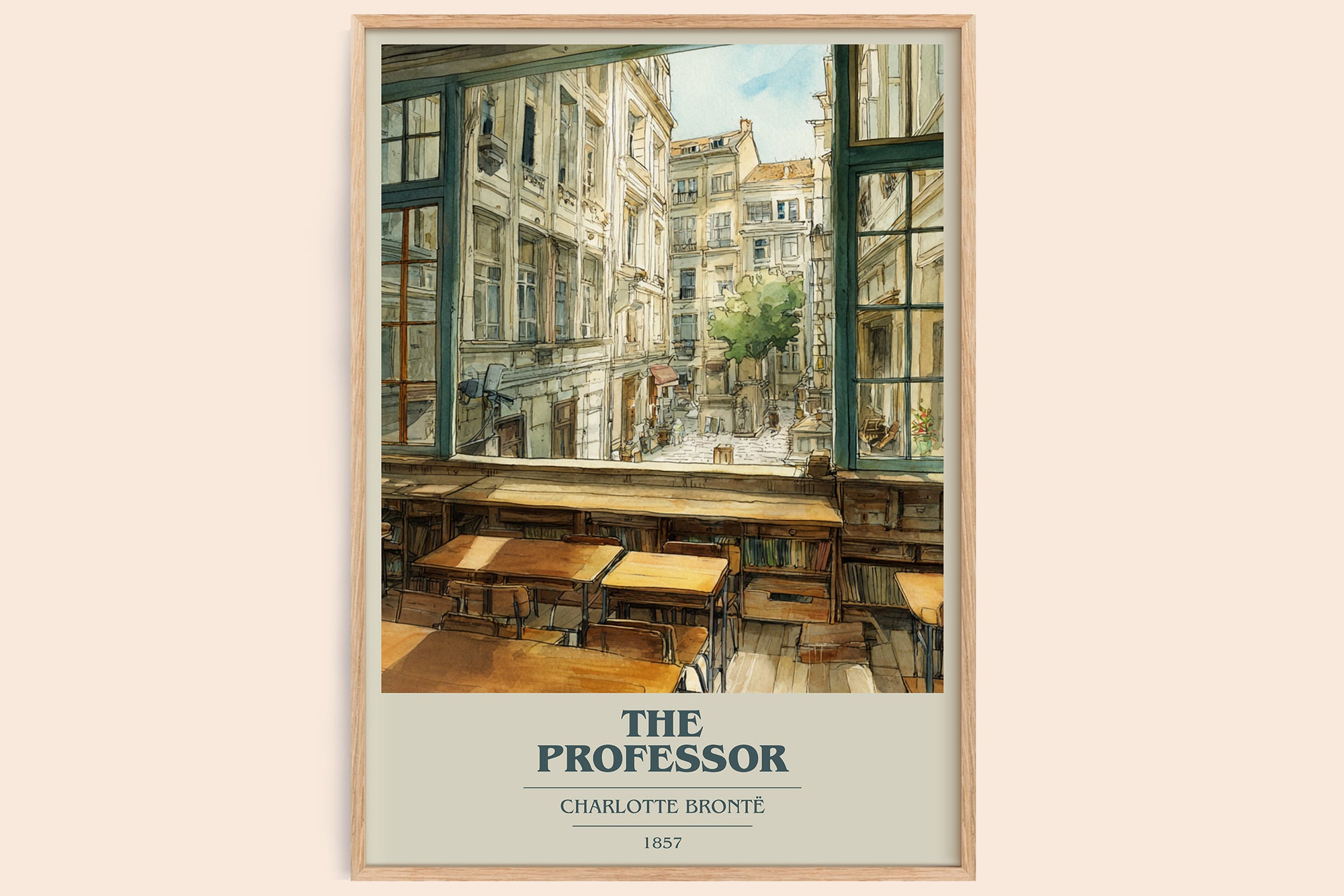 The Professor book cover book poster by Charlotte Bronte – framed literary art print