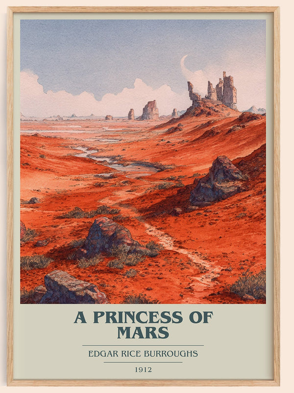 A Princess Of Mars book cover book poster by Edgar Rice Burroughs – framed literary art print