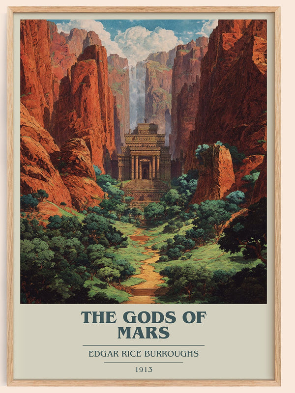 Gods of Mars book cover book poster by Edgar Rice Burroughs – framed literary art print
