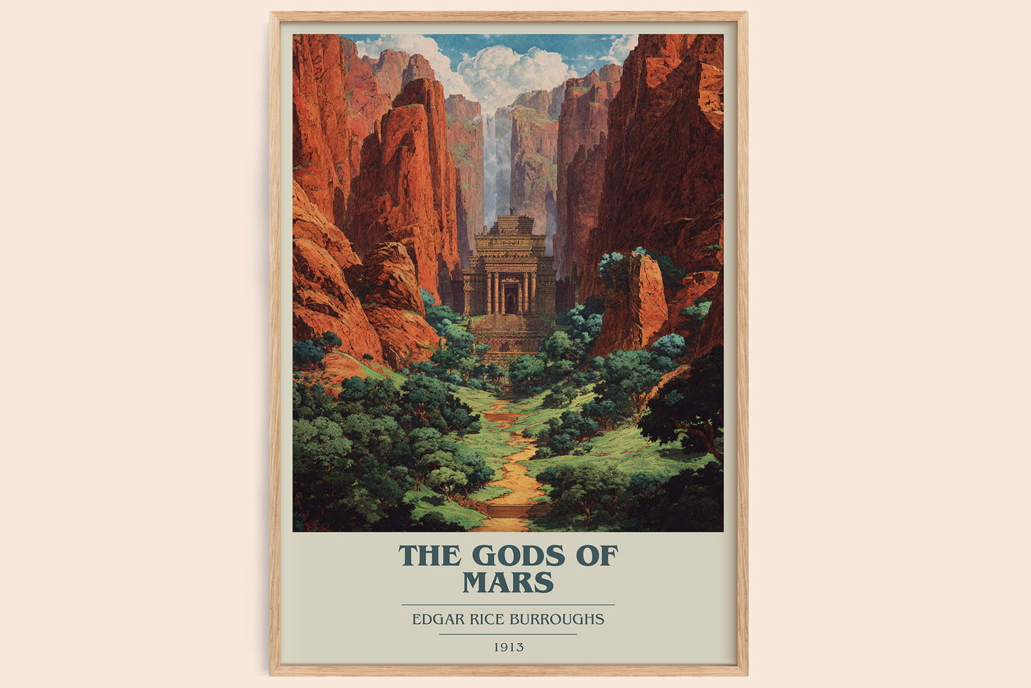 Gods of Mars book cover book poster by Edgar Rice Burroughs – framed literary art print