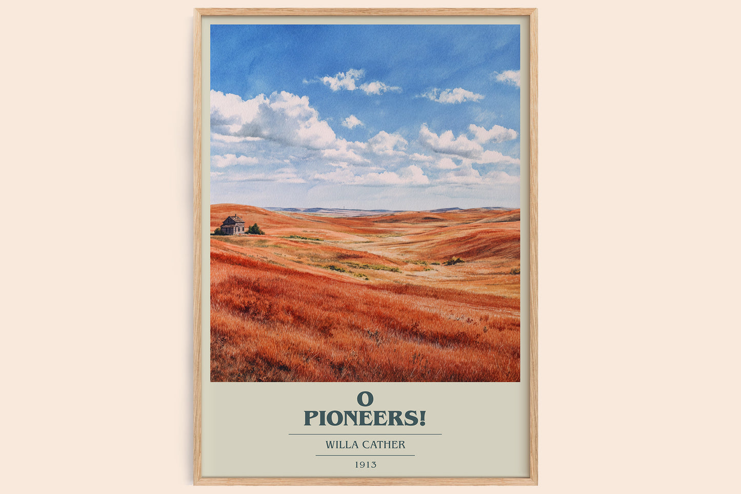 O Pioneers! book cover book poster by Willa Cather – framed literary art print