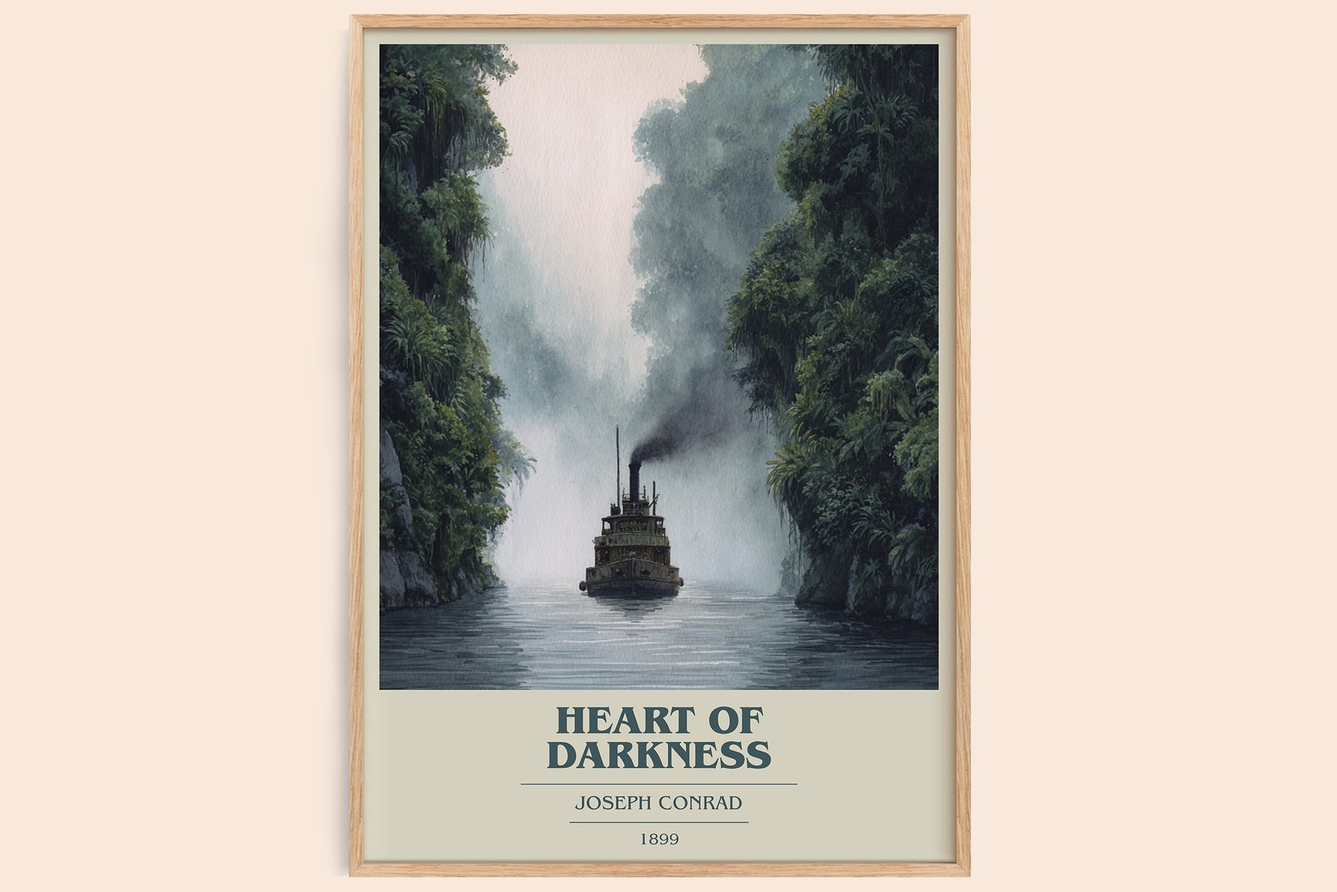 Heart of Darkness book cover book poster by Joseph Conrad – framed literary art print