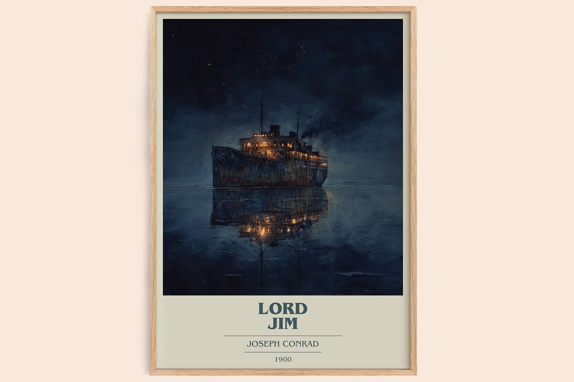Lord Jim book cover book poster by Joseph Conrad – framed literary art print