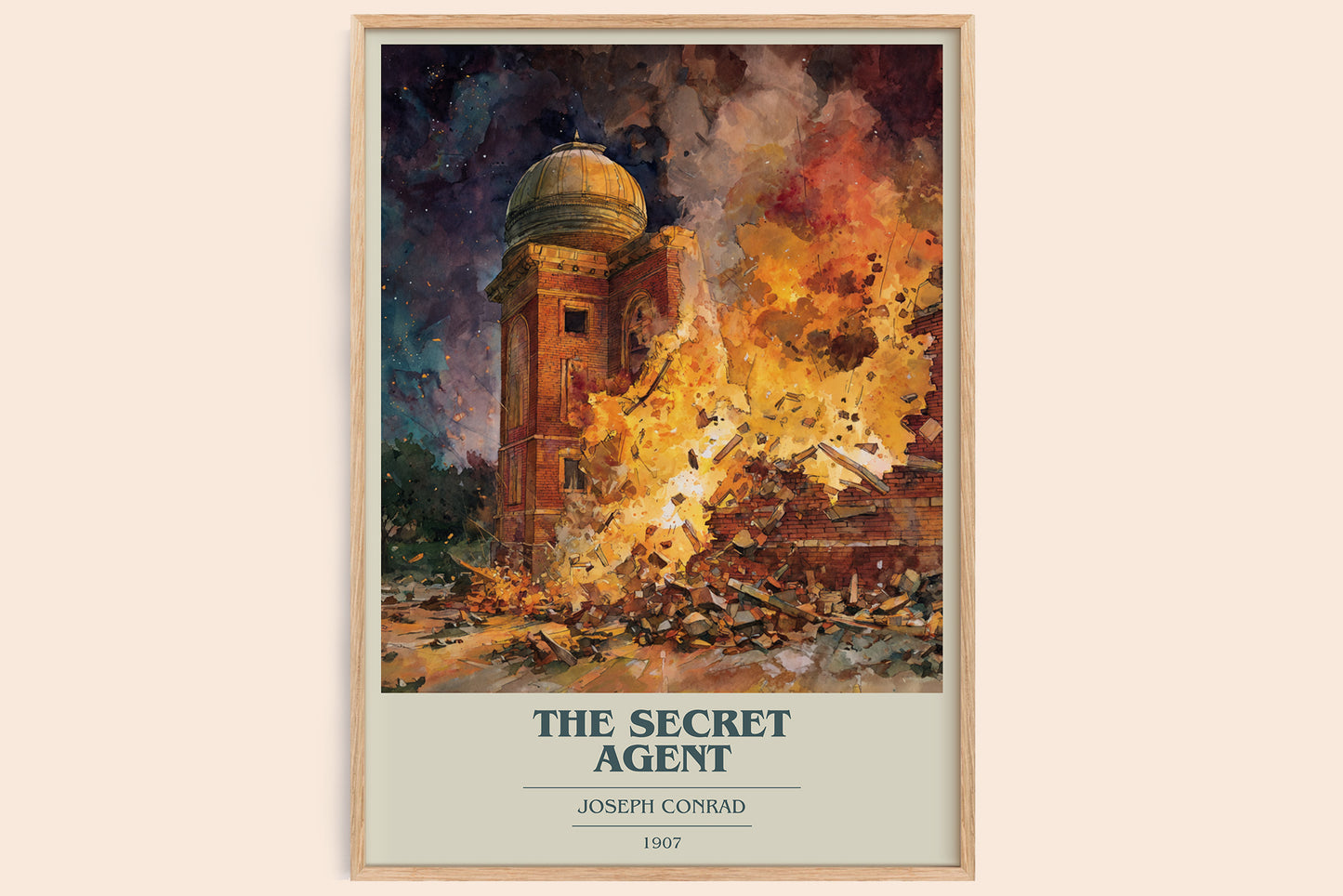 The Secret Agent book cover book poster by Joseph Conrad – framed literary art print