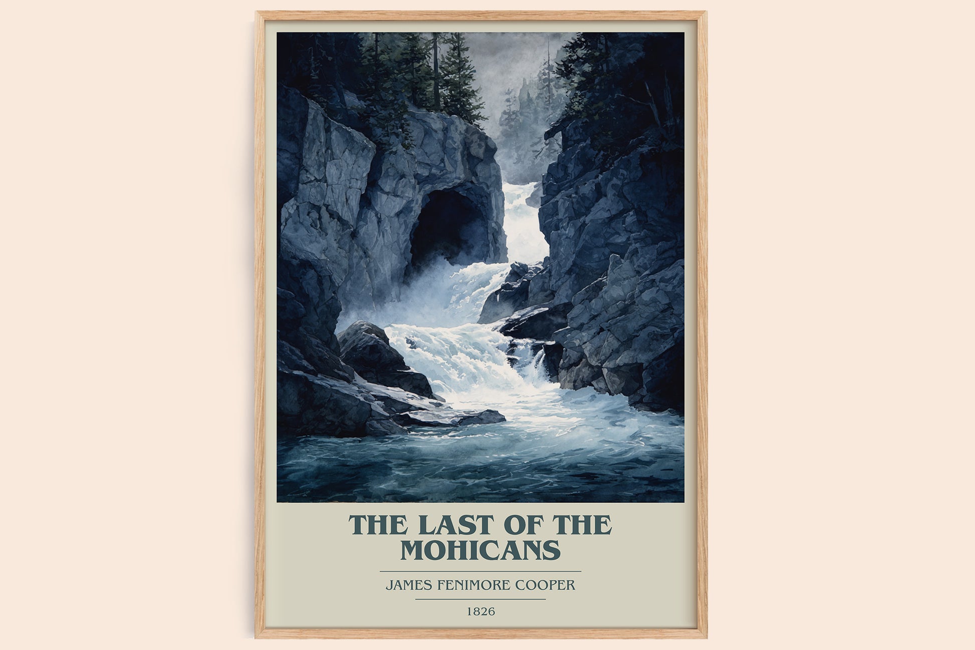 The Last Of The Mohicans book cover book poster by James Fenimore Cooper – framed literary art print
