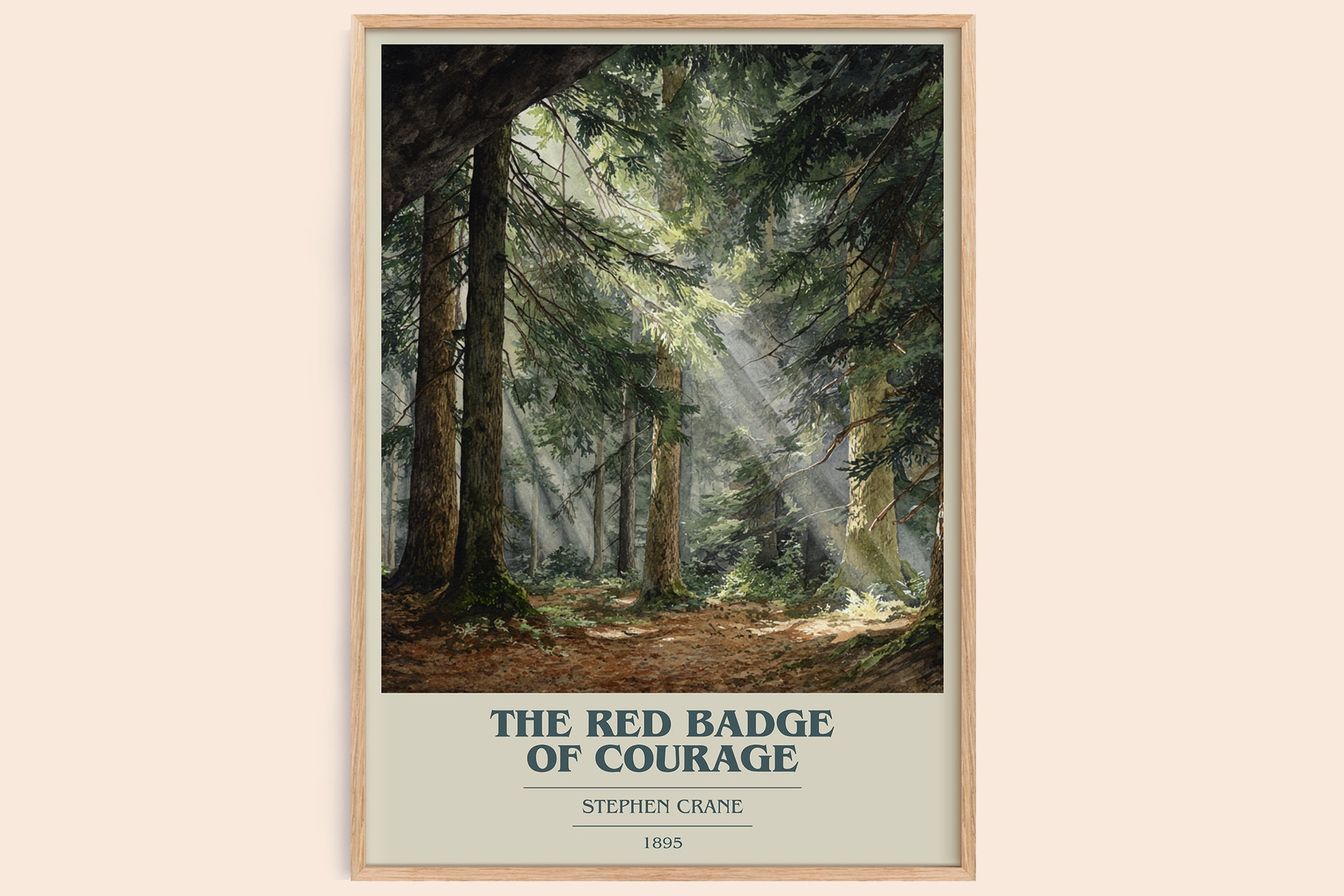 The Red Badge of Courage book cover book poster by Stephen Crane – framed literary art print