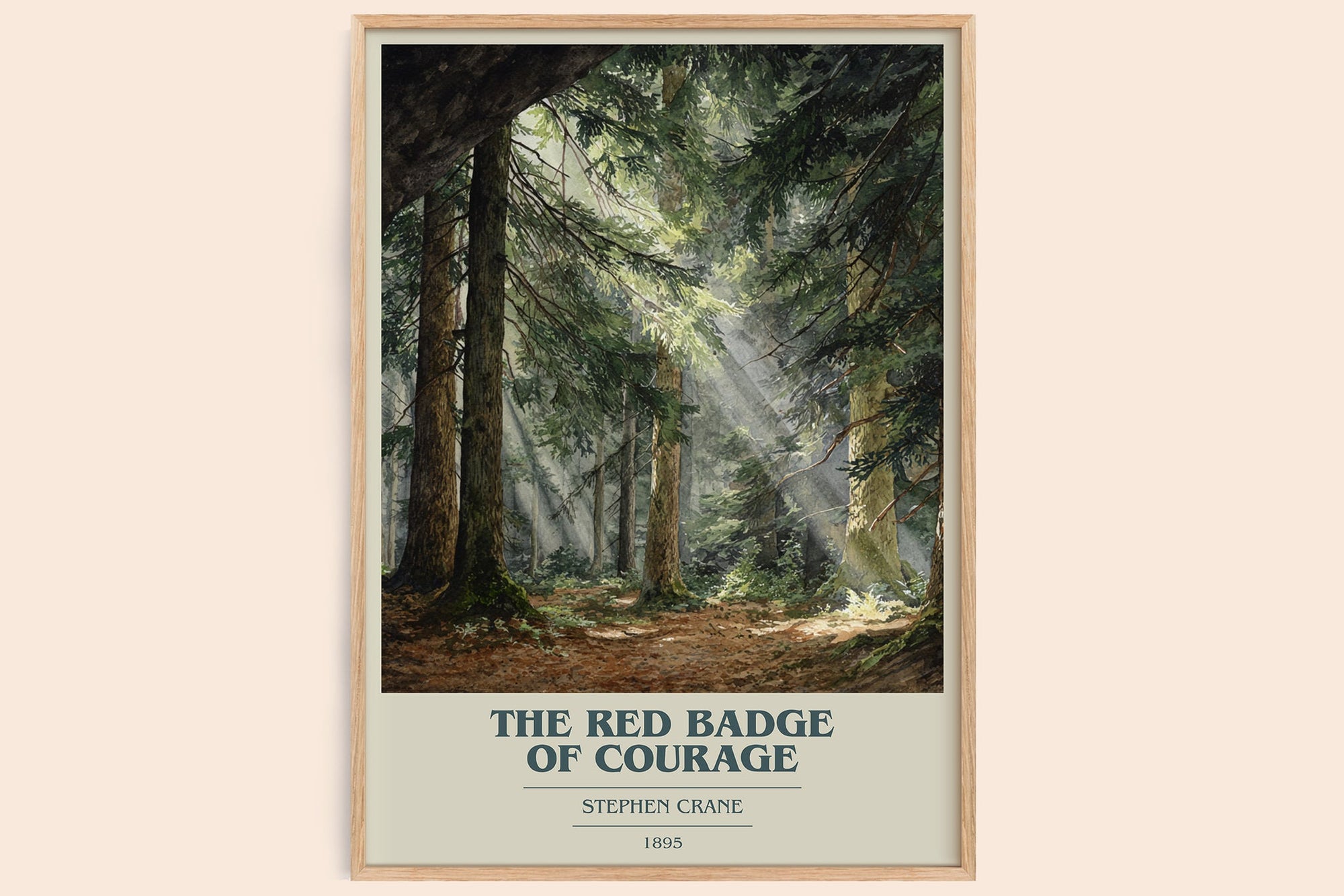 The Red Badge of Courage book cover book poster by Stephen Crane – framed literary art print