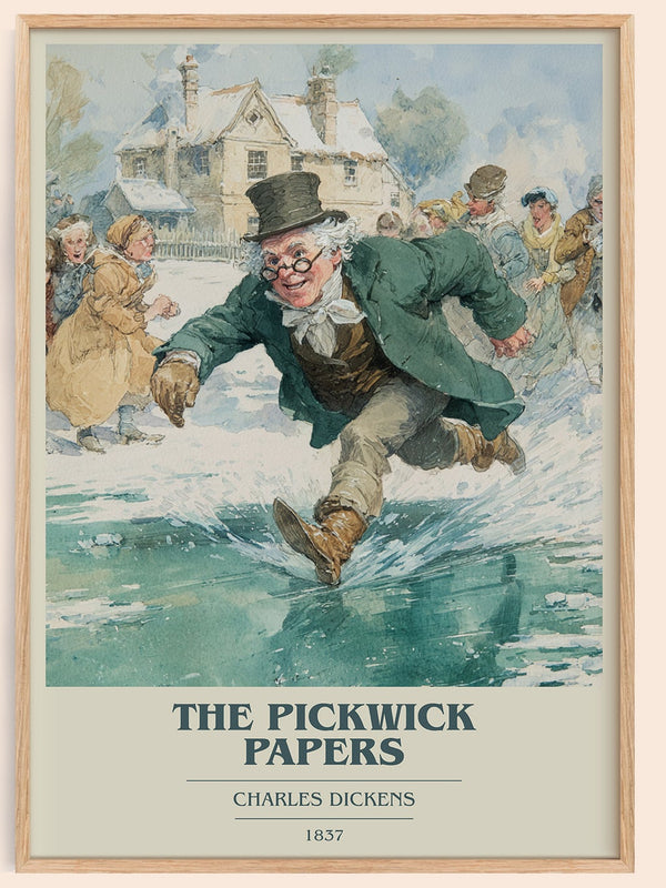 The Pickwick Papers book cover book poster by Charles Dickens – framed literary art print