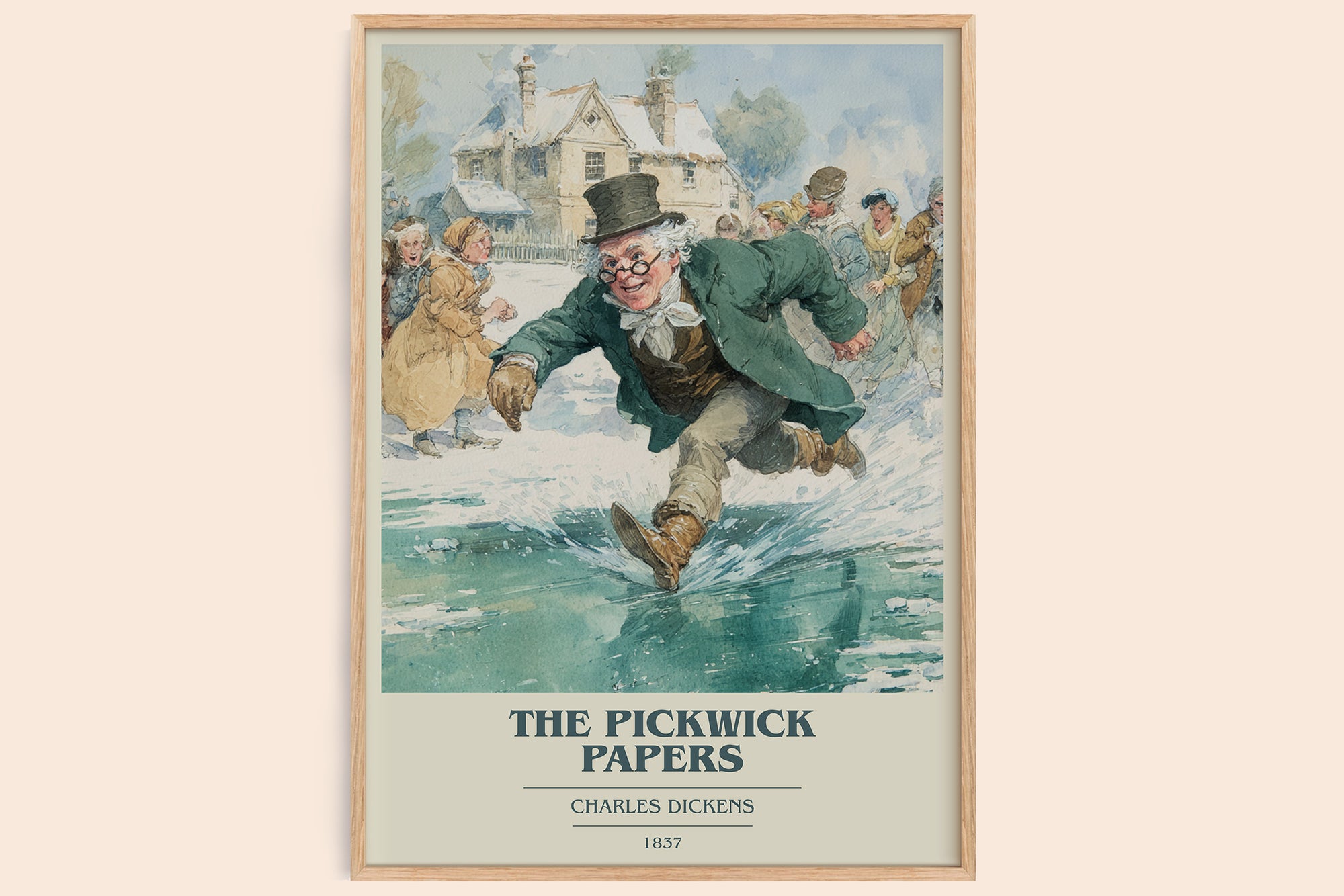 The Pickwick Papers book cover book poster by Charles Dickens – framed literary art print