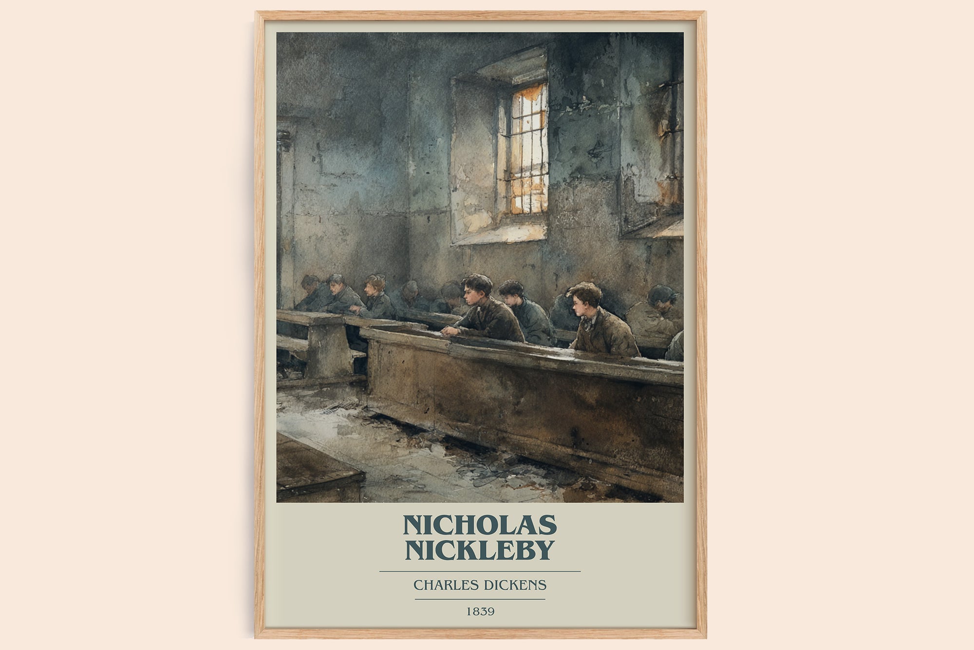 Nicholas Nickleby book cover book poster by Charles Dickens – framed literary art print