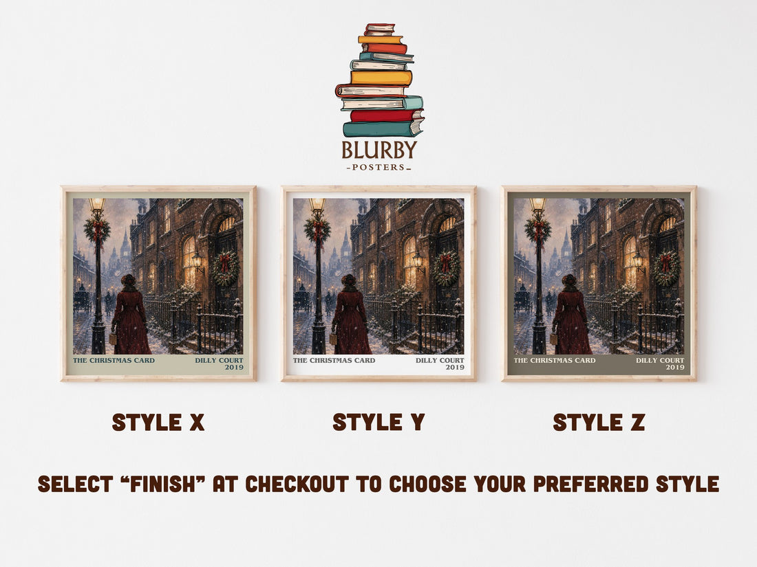 The Christmas Card literary print in frame leaning in hallway – historical fiction wall art (mockup)