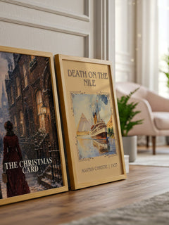 The Christmas Card watercolour print framed by window – literary home decor