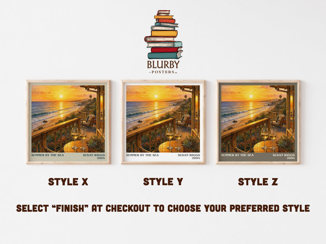 Summer by the Sea literary print in frame leaning in hallway – romance wall art (mockup)