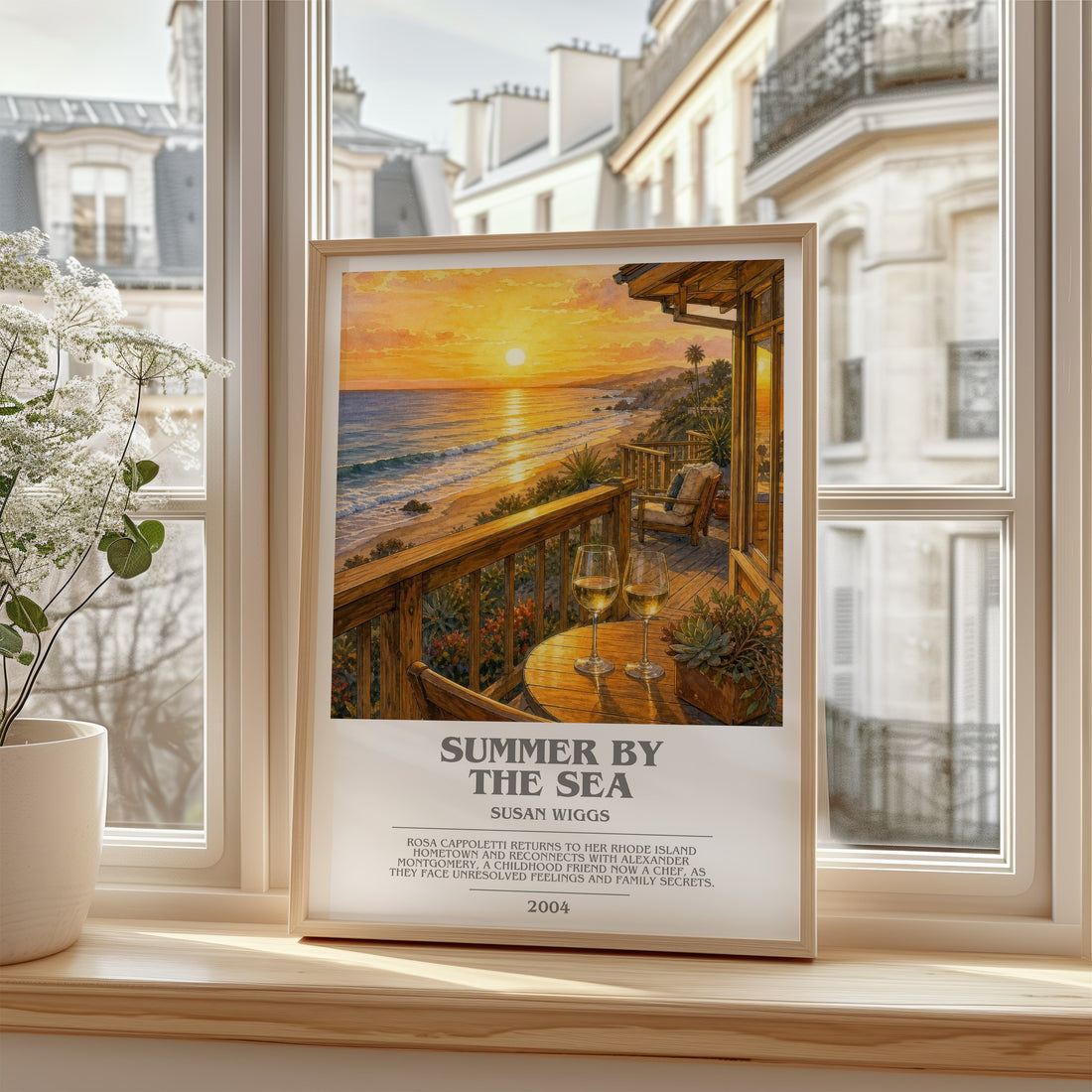 Summer by the Sea bookish poster colour and style options – Susan Wiggs book art