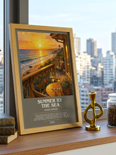 Summer by the Sea bookish print framed by window – literary home decor