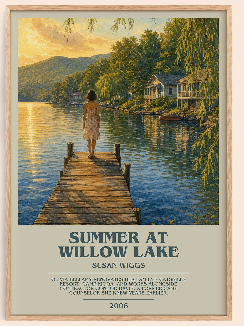Summer at Willow Lake bookish book poster by Susan Wiggs – framed literary art print