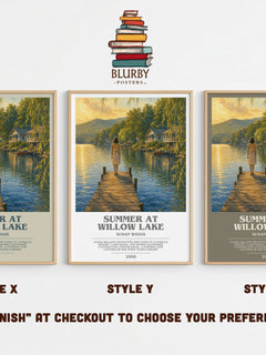 Summer at Willow Lake bookish print in frame leaning in hallway – romance wall art