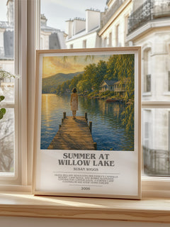 Summer at Willow Lake bookish poster colour and style options – Susan Wiggs book art