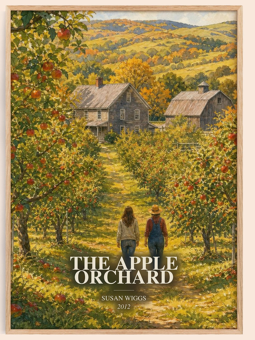 The Apple Orchard watercolour book poster by Susan Wiggs – framed literary art print