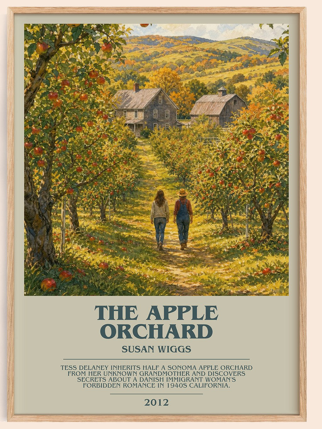The Apple Orchard bookish book poster by Susan Wiggs – framed literary art print