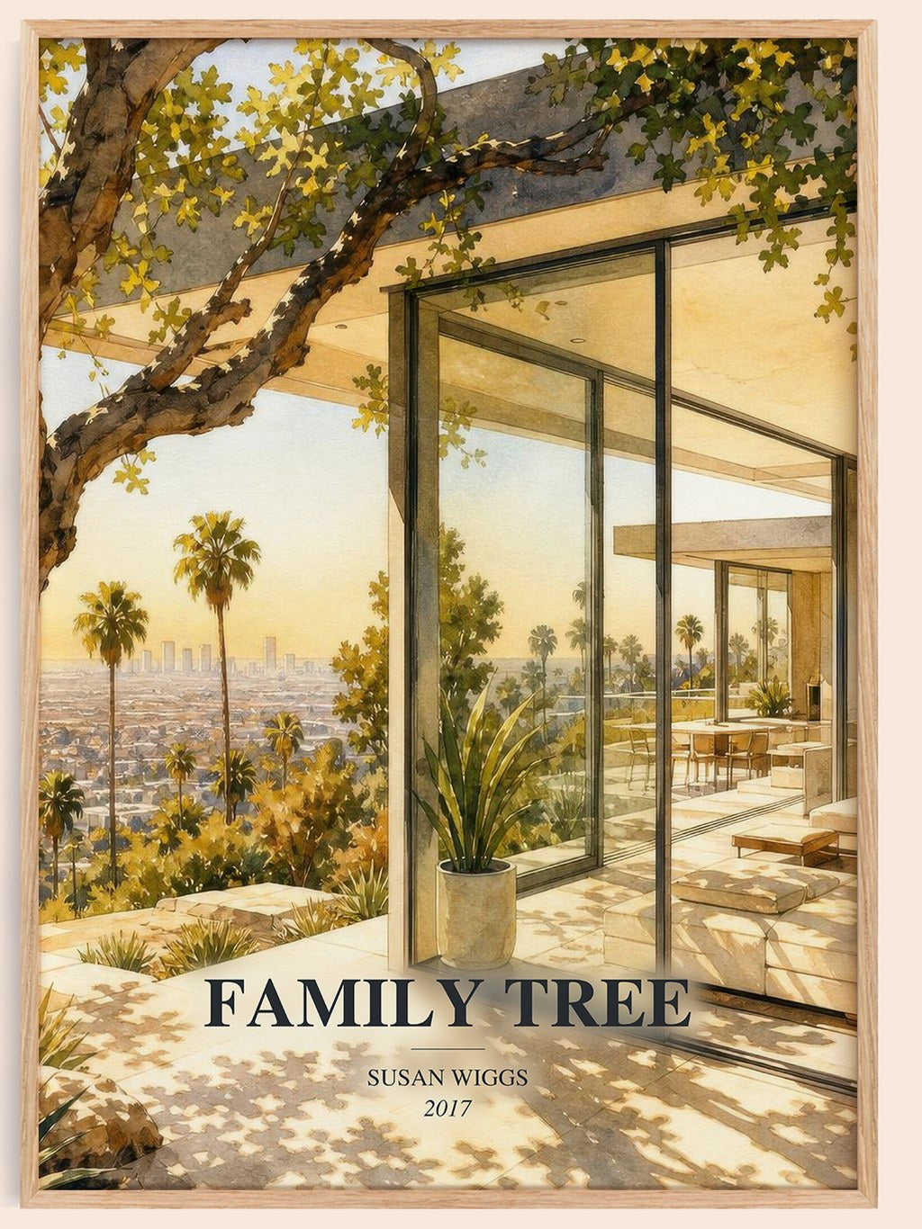 Family Tree watercolour book poster by Susan Wiggs – framed literary art print
