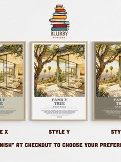 Family Tree bookish print in frame leaning in hallway – contemporary fiction wall art