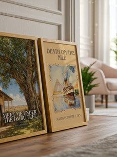 Meet Me Under the Ombu Tree watercolour print framed by window – literary home decor