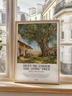 Meet Me Under the Ombu Tree bookish poster colour and style options – Santa Montefiore book art