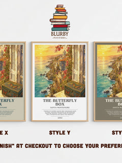 The Butterfly Box bookish print in frame leaning in hallway – romance wall art