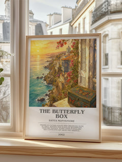 The Butterfly Box bookish poster colour and style options – Santa Montefiore book art