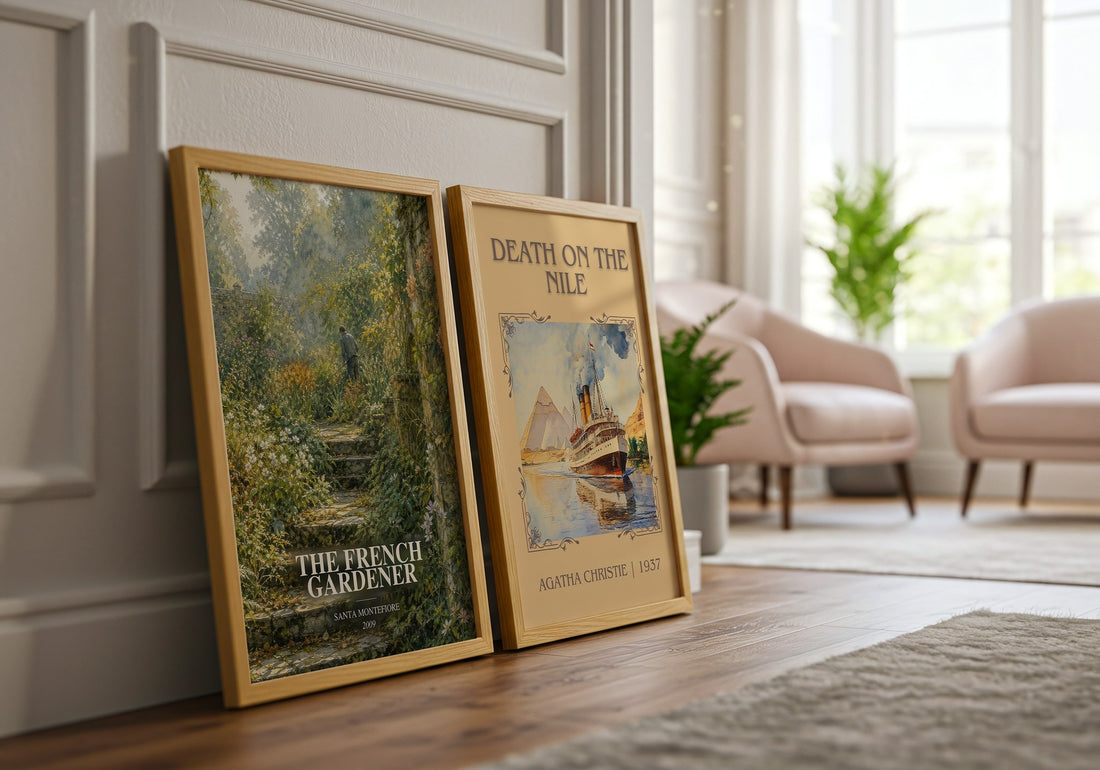The French Gardener watercolour print framed by window – literary home decor