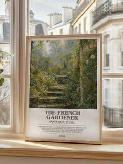 The French Gardener bookish poster colour and style options – Santa Montefiore book art