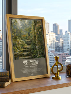 The French Gardener bookish print framed by window – literary home decor