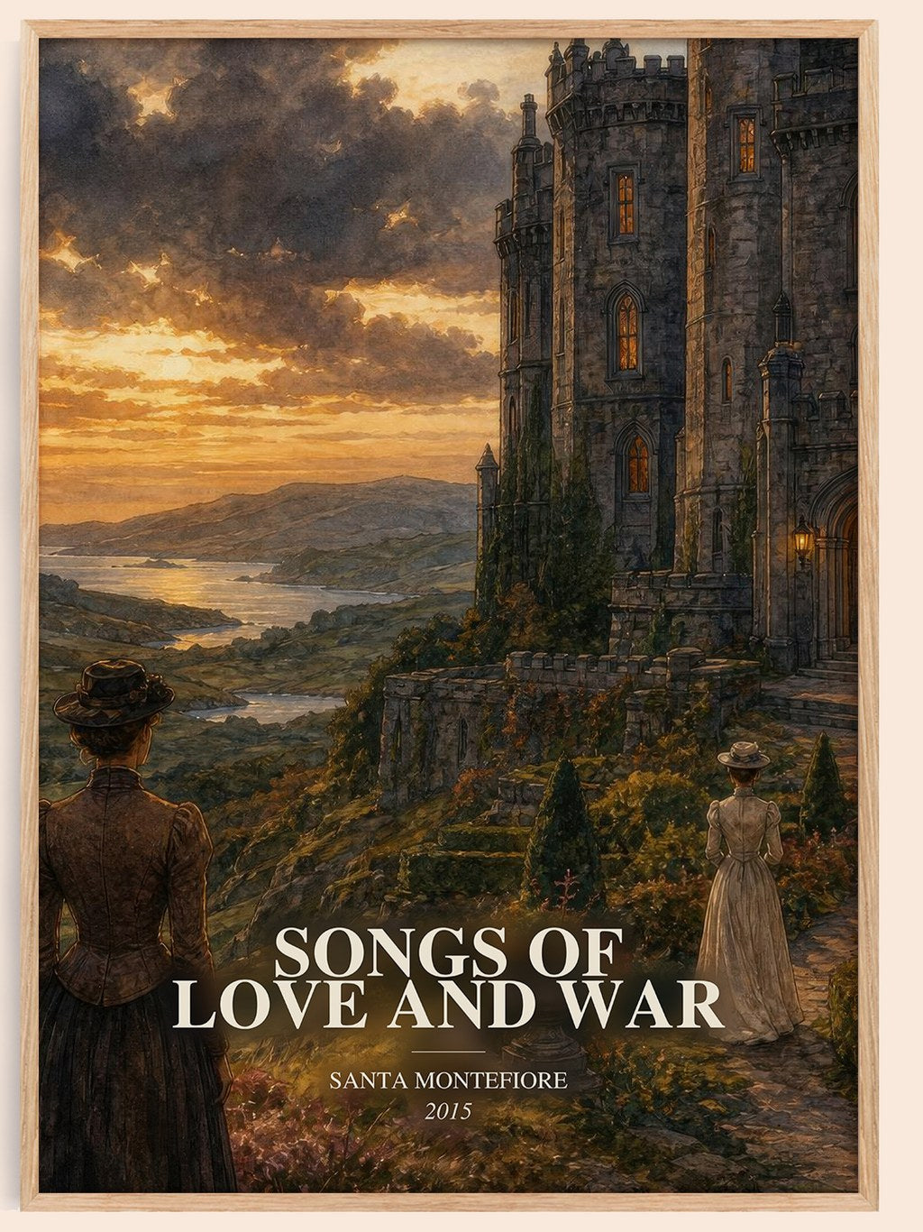 Songs of Love and War watercolour book poster by Santa Montefiore – framed literary art print