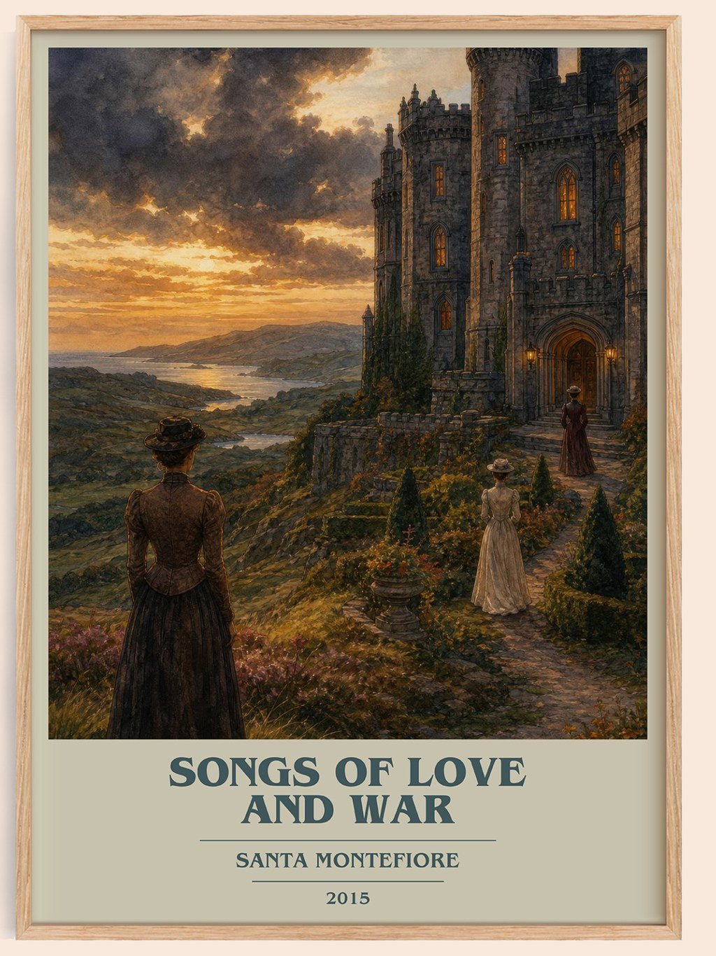 Songs of Love and War book cover book poster by Santa Montefiore – framed literary art print