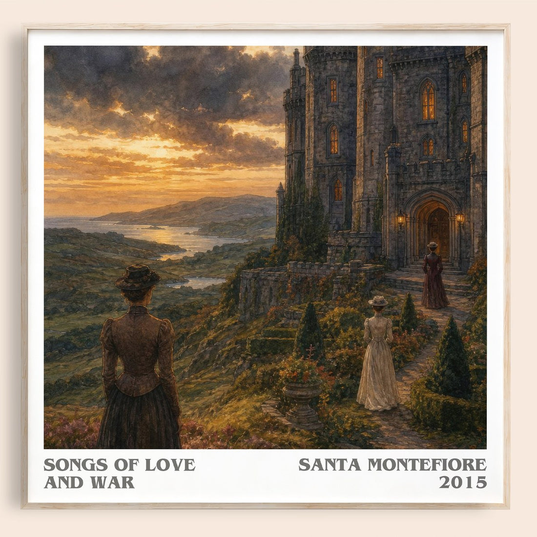 Songs of Love and War literary book poster by Santa Montefiore – framed literary art print