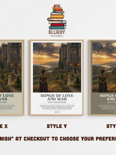 Songs of Love and War bookish print in frame leaning in hallway – historical fiction wall art