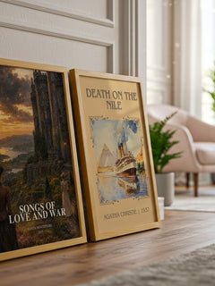 Songs of Love and War watercolour print framed by window – literary home decor