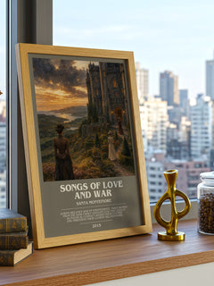 Songs of Love and War bookish print framed by window – literary home decor