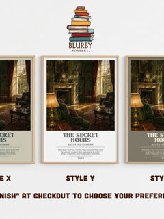 The Secret Hours bookish print in frame leaning in hallway – historical fiction wall art