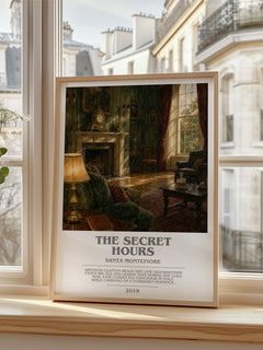 The Secret Hours bookish poster colour and style options – Santa Montefiore book art