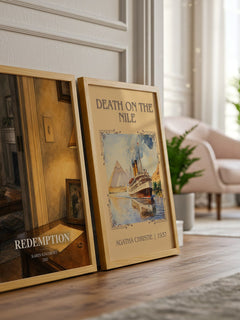 Redemption watercolour print framed by window – literary home decor