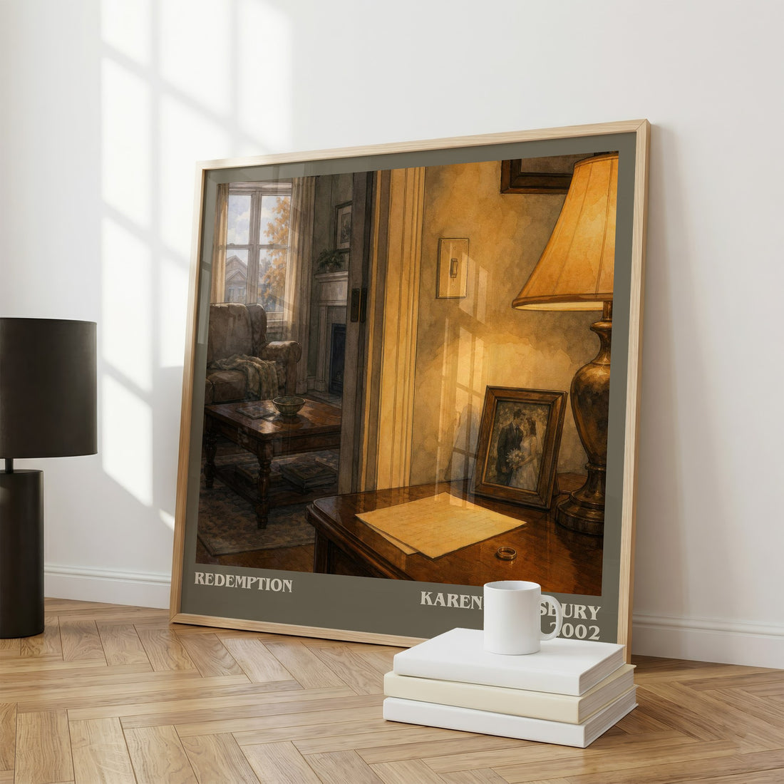 Redemption literary print framed by window – literary home decor